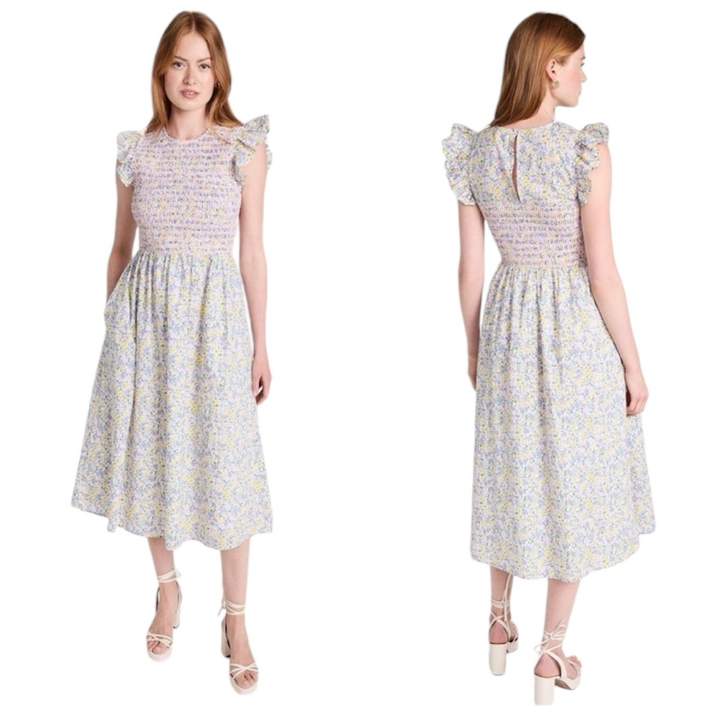 English Factory Pastel Floral Midi Dress